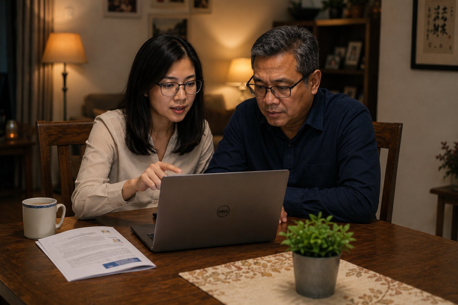 Putri and Amir at the dining table — ninety minutes